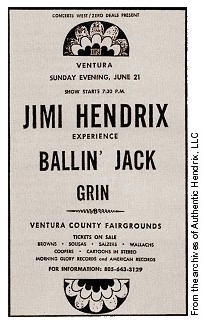Hendrix Ballin'jack Grin Ventura, CA June 1970